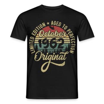october 1962 anniversary october 1962 october - Men's T-Shirt - black - Front - AI Model Male 178 light (178cm)
