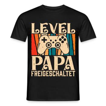 Gambler Dad LEVEL DAD UNLOCKED Retro Funny - Men's T-Shirt - black - Front - AI Model Male 178 light (178cm)