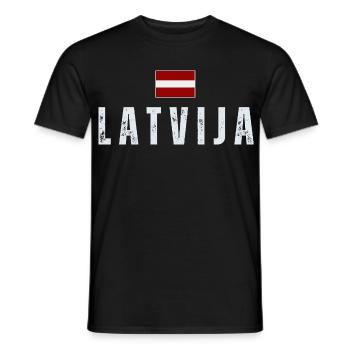 Flag of Latvia, Latvian patriot - Men's T-Shirt - black - Front - AI Model Male 178 light (178cm)