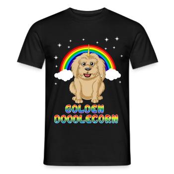 Magical Golden Doodle Unicorn Fantasy Dog Design - Men's T-Shirt - black - Front - AI Model Male 178 light (178cm)