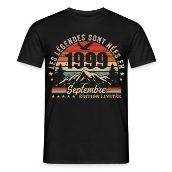 Legendary since September 1999 | September 1999 - Men's T-Shirt - black - Front - AI Model Male 178 light (178cm)