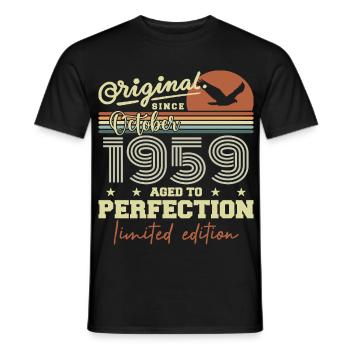 1959 Oktober 1959 Geburtstag Oktober 1959 - Männer T-Shirt - Schwarz - Vorne - AI Model Male 178 light (178cm)