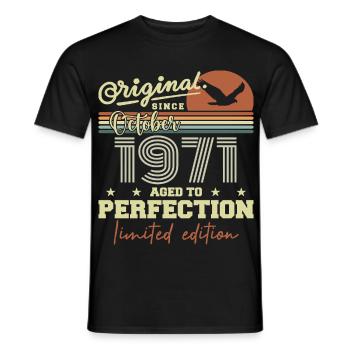 1971 Oktober 1971 Geburtstag Oktober 1971 - Männer T-Shirt - Schwarz - Vorne - AI Model Male 178 light (178cm)