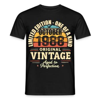 Rétro Octobre 1988 - birthday october 1988 - T-shirt homme - noir - Devant - AI Model Male 178 light (178cm)