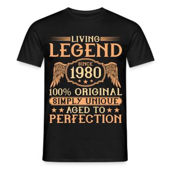 Légende vivante née depuis 1980 - 45ème anniversaire - T-shirt homme - noir - Devant - AI Model Male 178 light (178cm)