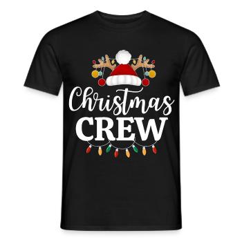 christmas crew, Festive Reindeer Santa Hat Design - Men's T-Shirt - black - Front - AI Model Male 178 light (178cm)
