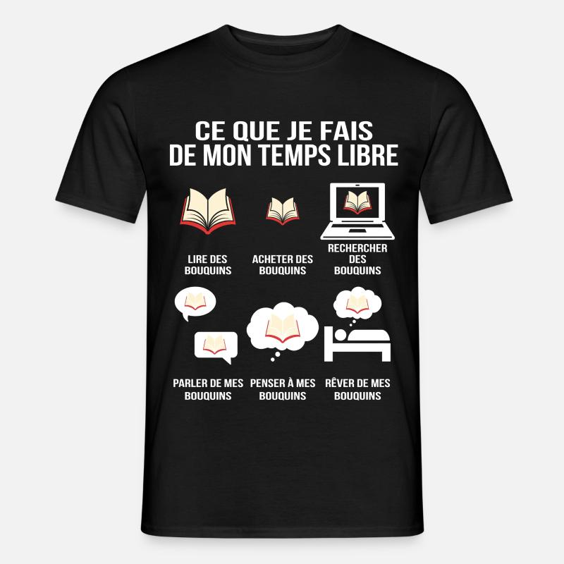 Ce que je fais de mon temps libre Bouquins Addict - T-shirt homme - noir