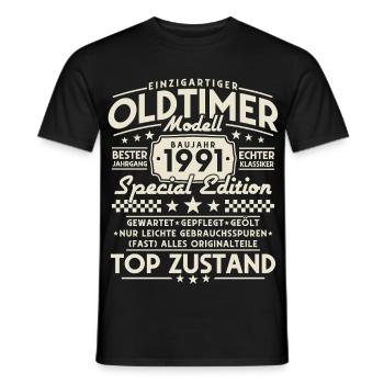 Oldtimer_1991_Jahrgang_Vintage_Retro_Geburtstag - Männer T-Shirt - Schwarz - Vorne - AI Model Male 178 light (178cm)