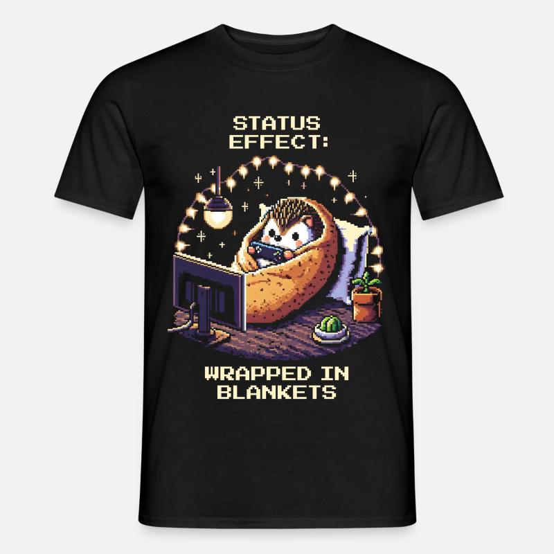 Status: Eingekuschelt in Decken - Männer T-Shirt - Schwarz