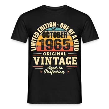 Retro October 1965 - birthday october 1965 - Men's T-Shirt - black - Front - AI Model Male 178 light (178cm)