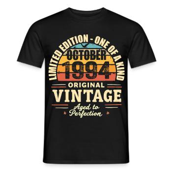 Retro October 1994 - birthday october 1994 - Men's T-Shirt - black - Front - AI Model Male 178 light (178cm)