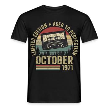 Oldtimer Oktober 1971 Geburtstag Geschenk Oktober - Männer T-Shirt - Schwarz - Vorne - AI Model Male 178 light (178cm)