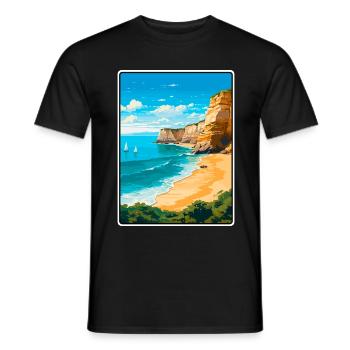 Algarve Portugal Vintage-Reiseplakat Stadtlandschaft - Männer T-Shirt - Schwarz - Vorne - AI Model Male 178 light (178cm)