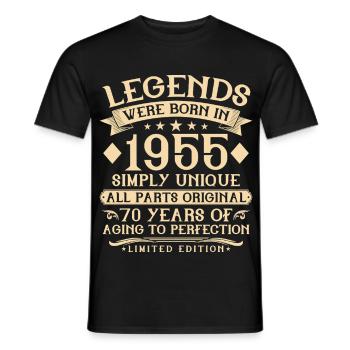 70e anniversaire de naissance : 1955 - 70 ans - T-shirt homme - noir - Devant - AI Model Male 178 light (178cm)