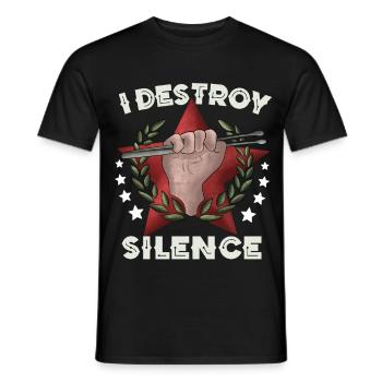 Chemise I Destroy Silence – Musique drôle / Amour du bruit - T-shirt homme - noir - Devant - AI Model Male 178 light (178cm)