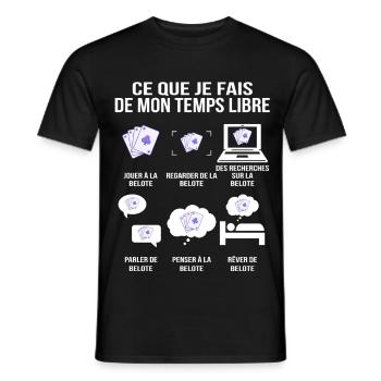 What I do in my free time Belote player - Men's T-Shirt - black - Front - AI Model Male 178 light (178cm)