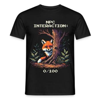Interaction avec les PNJ : 0/100 | Humour introverti - T-shirt homme - noir - Devant - AI Model Male 178 light (178cm)