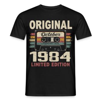 Born in October 1984 | Vintage Gift October 1984 - Men's T-Shirt - black - Front - AI Model Male 178 light (178cm)