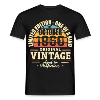 Retro Oktober 1960 - Geburtstag Oktober 1960 - Männer T-Shirt - Schwarz - Vorne - AI Model Male 178 light (178cm)