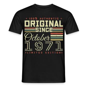 Legendary since October 1971 | October 1971 - Men's T-Shirt - black - Front - AI Model Male 178 light (178cm)