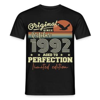 1992 October 1992 Anniversary October 1992 - Men's T-Shirt - black - Front - AI Model Male 178 light (178cm)