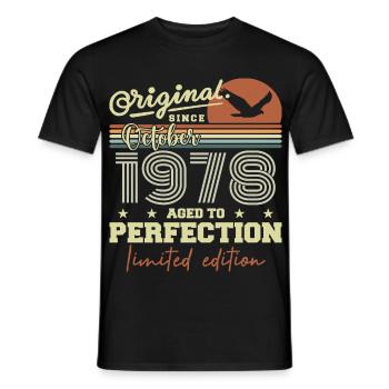 1978 Octobre 1978 anniversaire octobre 1978 - T-shirt homme - noir - Devant - AI Model Male 178 light (178cm)