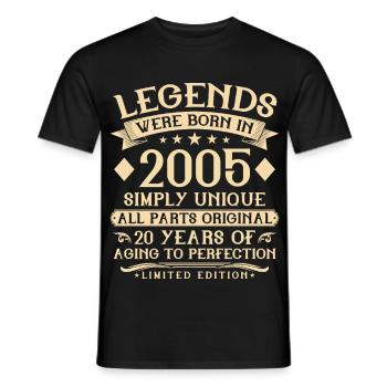 20th birthday born in 2005 - 20 years - Men's T-Shirt - black - Front - AI Model Male 178 light (178cm)