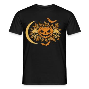 Halloween Kürbis mit Schädeln und Mond - Männer T-Shirt - Schwarz - Vorne - AI Model Male 178 light (178cm)