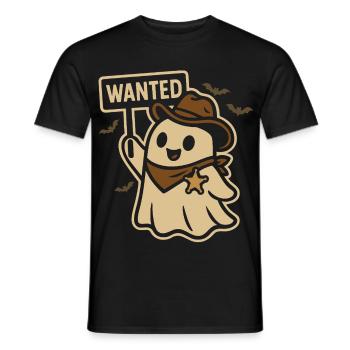 Halloween Geist Cowboy Wanted Design - Männer T-Shirt - Schwarz - Vorne - AI Model Male 178 light (178cm)