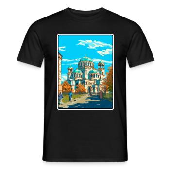Sofia Bulgarien Vintage-Reiseplakat Cityscape WPA - Männer T-Shirt - Schwarz - Vorne - AI Model Male 178 light (178cm)