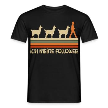 Alpaca Fan I MEAN FOLLOWERS Retro Funny - Men's T-Shirt - black - Front - AI Model Male 178 light (178cm)