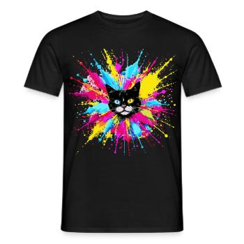 Bunte Katze - Männer T-Shirt - Schwarz - Vorne - AI Model Male 178 light (178cm)