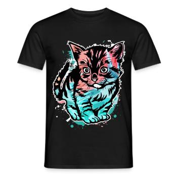 Katze Bunt - Männer T-Shirt - Schwarz - Vorne - AI Model Male 178 light (178cm)