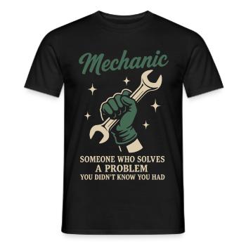 Mécanicien, résolveur de problèmes, garage, dicton drôle - T-shirt homme - noir - Devant - AI Model Male 178 light (178cm)