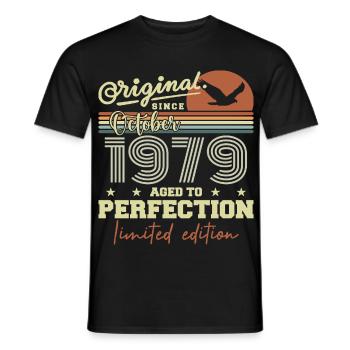 1979 October 1979 Anniversary October 1979 - Men's T-Shirt - black - Front - AI Model Male 178 light (178cm)