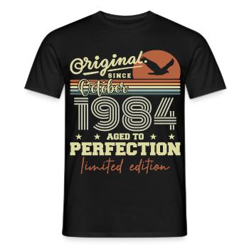 1984 October 1984 Anniversary October 1984 - Men's T-Shirt - black - Front - AI Model Male 178 light (178cm)