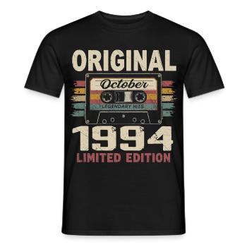 Born in October 1994 | Vintage Gift October 1994 - Men's T-Shirt - black - Front - AI Model Male 178 light (178cm)