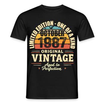 Retro October 1987 - birthday october 1987 - Men's T-Shirt - black - Front - AI Model Male 178 light (178cm)