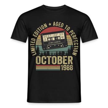 Voiture classique Octobre 1988 Cadeau d’anniversaire Octobre - T-shirt homme - noir - Devant - AI Model Male 178 light (178cm)