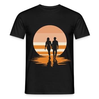 Romantic sunset on the beach - Men's T-Shirt - black - Front - AI Model Male 178 light (178cm)