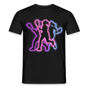 Typographie des joueurs de crosse - Crosse féminine - T-shirt homme - noir - Devant - AI Model Male 178 light (178cm)