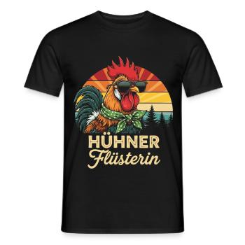 Chicken Whisperer Retro Sunset Gift - Men's T-Shirt - black - Front - AI Model Male 178 light (178cm)