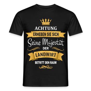 Farmer gift funny Majesty enters room - Men's T-Shirt - black - Front - AI Model Male 178 light (178cm)