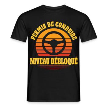 Permis Niveau Débloqué Conducteur Gamer - T-shirt homme - noir - Devant - AI Model Male 178 light (178cm)