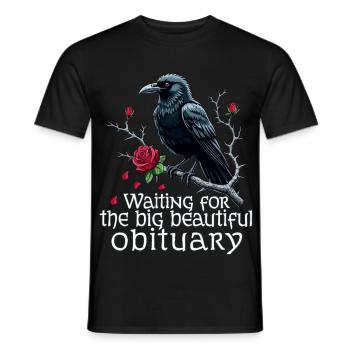 Black Raven with Roses and Skull - Men's T-Shirt - black - Front - AI Model Male 178 light (178cm)