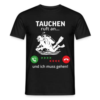 Diving is calling… and I have to go - Men's T-Shirt - black - Front - AI Model Male 178 light (178cm)