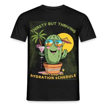 Summer cactus – Thirsty but full of life - Men's T-Shirt - black - Front - AI Model Male 178 light (178cm)