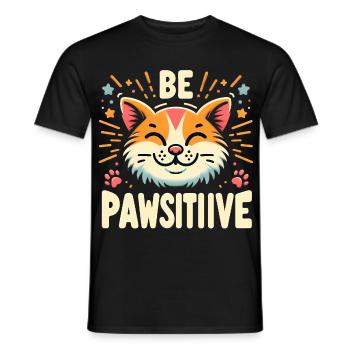 Be pawsitive cute cat - Men's T-Shirt - black - Front - AI Model Male 178 light (178cm)