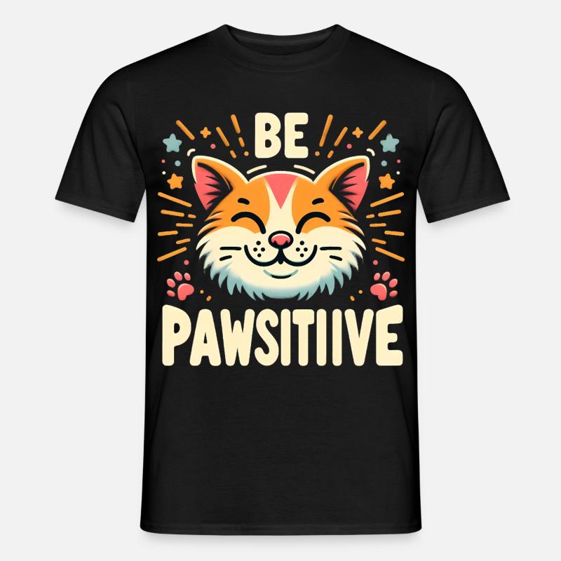 Be pawsitive süße Katze - Männer T-Shirt - Schwarz