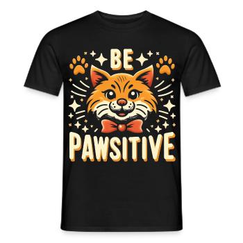 Be pawsitive cute cat - Men's T-Shirt - black - Front - AI Model Male 178 light (178cm)